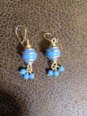 Gold-Wire Set Of Four Bead Dangle Earrings